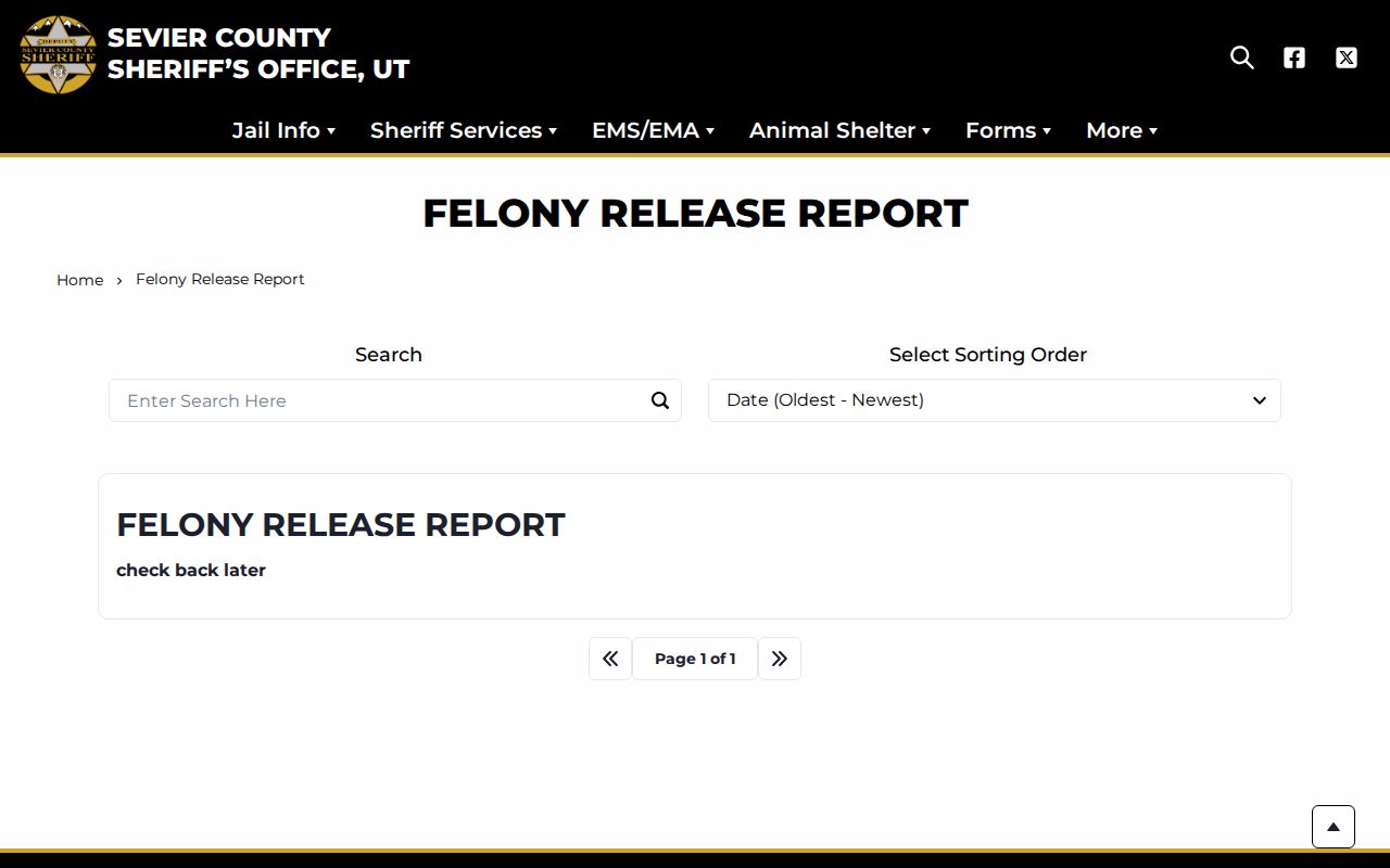 Sevier County 24-hour release report placeholder