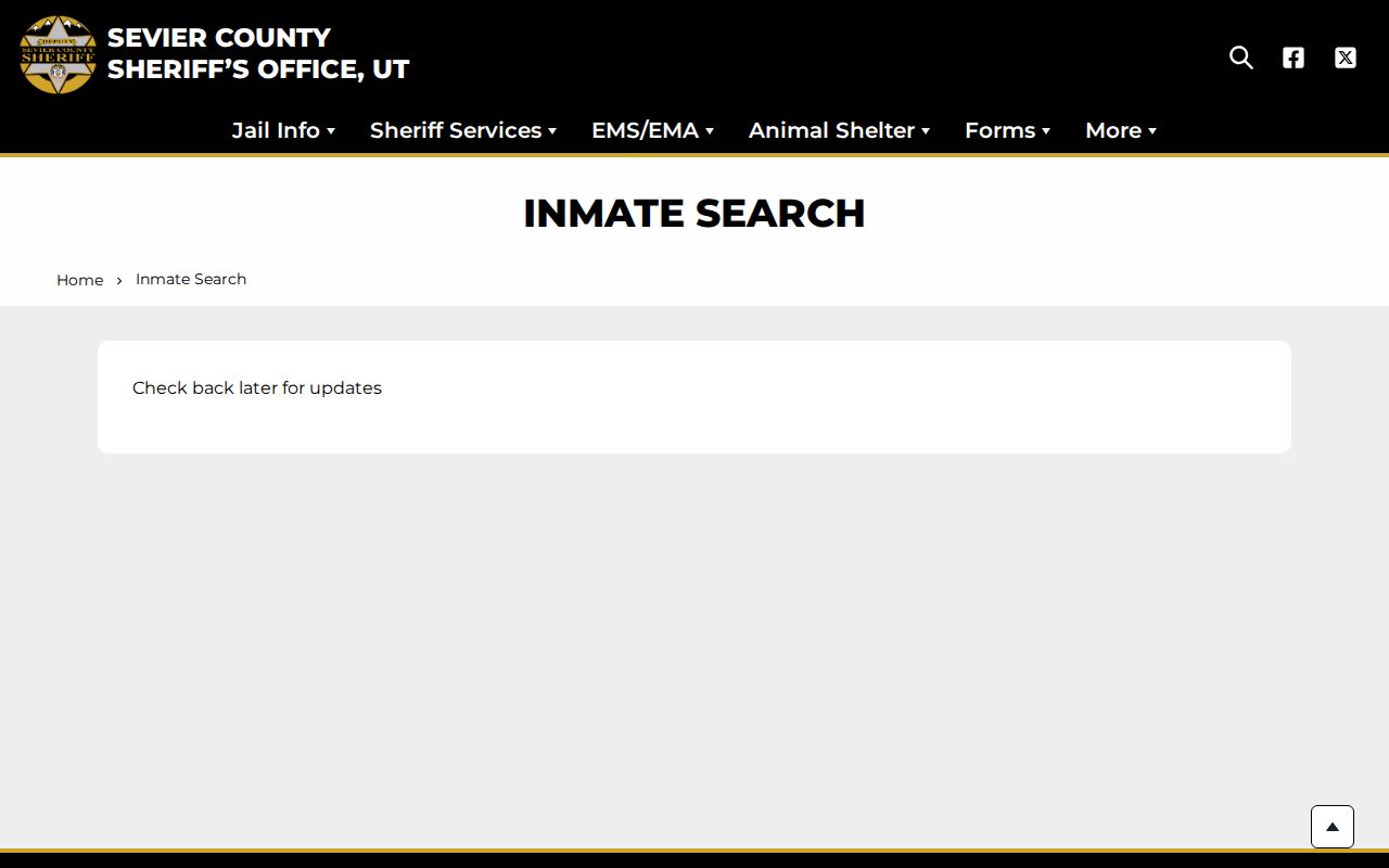Sevier County Utah 72-hour inmate search placeholder
