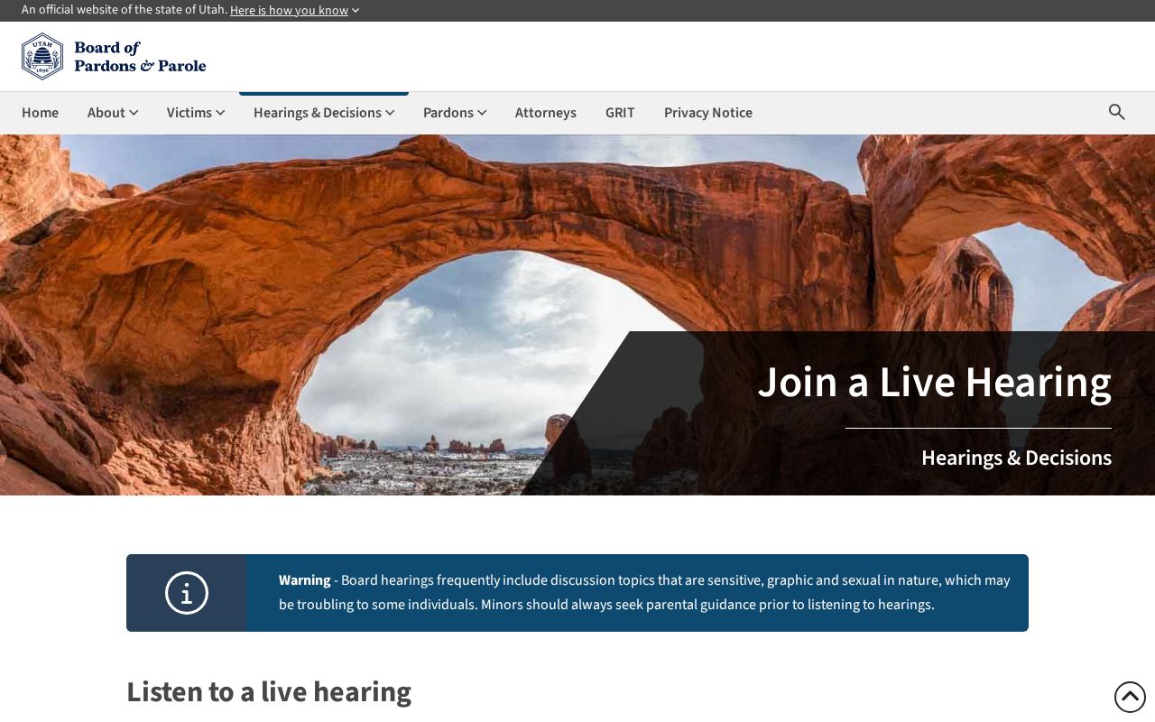 Central Utah Correctional Facility release hearing calendar